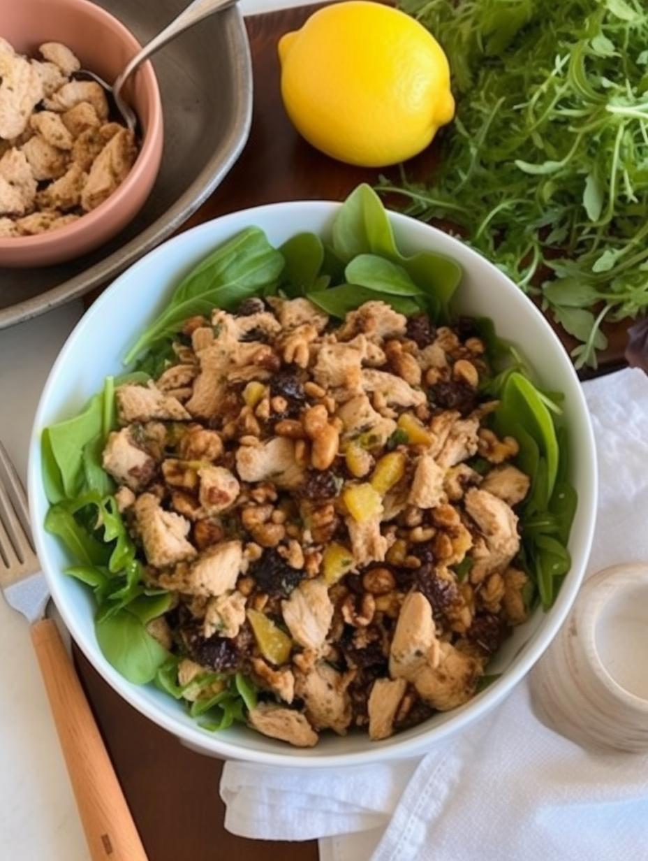 Luscious Lemon Chicken Salad with Dates and Walnuts